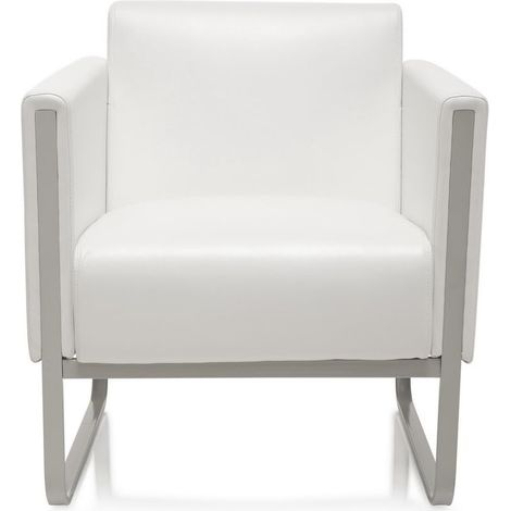 Canapé-lit 1 Place Aruba Similicuir Canapé rembourré Moderne avec Structure métallique, 78 x 67 x 71 cm, Blanc (1/5)