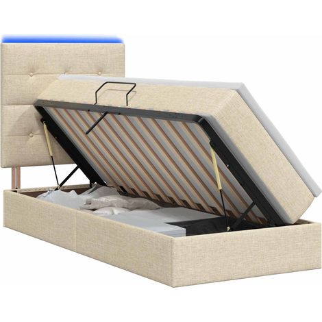 Maison Exclusive - Letto con contenitore LED e materasso Crema 100 x 200 cm (1/5)