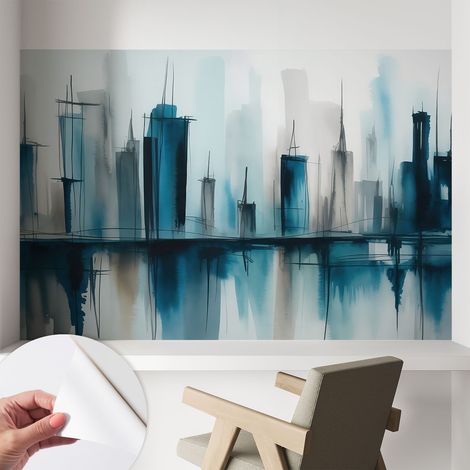 Papier peint adhésif autocollant pour salon chambre à coucher peint imprimé Installation facile Paysages urbains 104x70 cm (1/5)