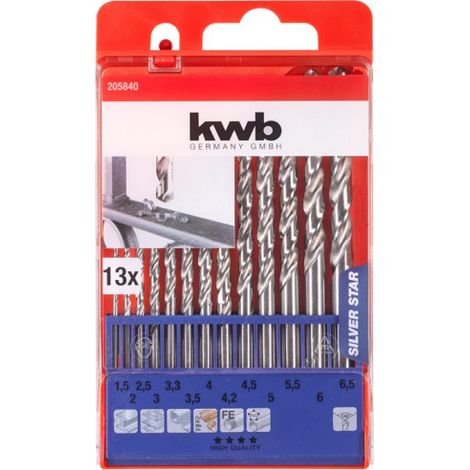 kwb 205840 HSS Jeu de forets pour le métal 13 pièces 1.5 mm, 2 mm, 2.5 mm, 3 mm, 3.2 mm, 3.5 mm, 4 m (1/4)