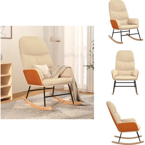 Chaise à bascule Blanc crème Tissu - Chaise À Bascule - Fauteuil Relaxant - Chaise Balançoire - Décoration Intérieure - Mobilier Salon (1/5)