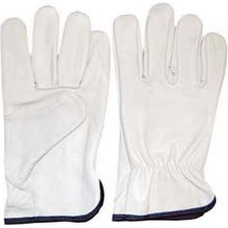 12PA GUANTI DA LAVORO IN PELLE BOVINA BIANCO tg.8 guanto con elastico stringipolso interno orlato impieghi: industria meccanica, impiantistica, manutenzione in genere