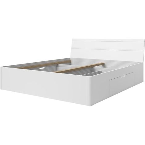Letto matrimoniale cassetti contenitore bianco 180x200cm rete a doghe Eleyn (1/4)