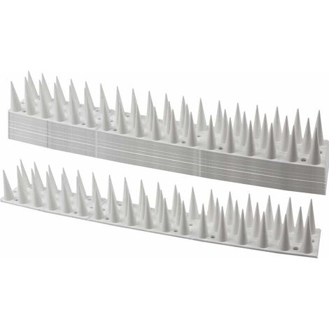 Púas para pájaros, 14 unidades, 4,6 metros, 3 filas, de plástico, para defensa de animales, para gatos, gorriones, alféizares y techos, color blanco (1/5)
