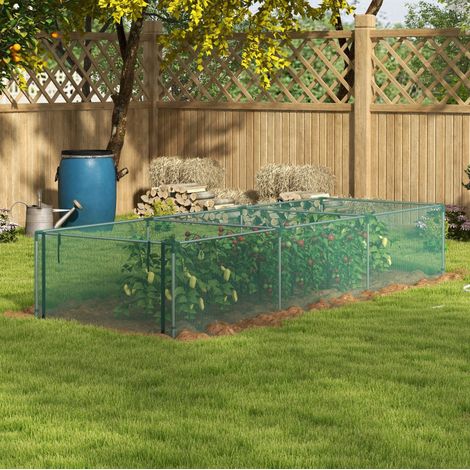 Rete di protezione per piante 125x373x62.5 cm, apertura con cerniera, telaio in acciaio, HDPE verde (1/5)