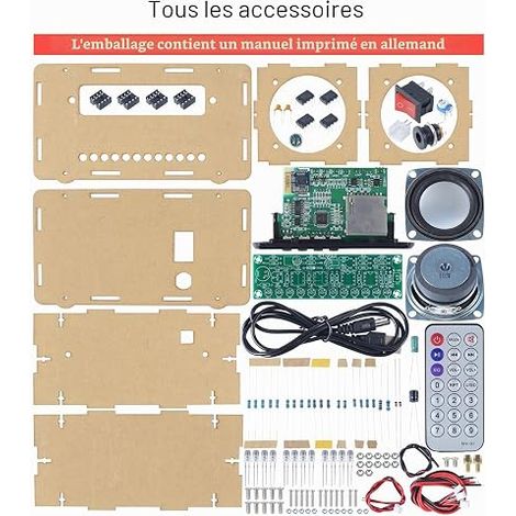 Bluetooth FM Radio Installation Kit, Music Player with LED Sound Control and Indicator Light, Training Kit and Remote Control (1/4)