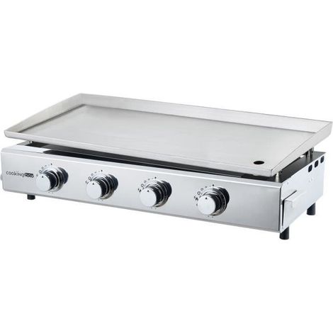 Plancha à gaz Brasilia 4 feux – Surface cuisson 84x34 cm – Puissance 10 kW – Tout inox – Idéale pour 12 convives – Cookingbox