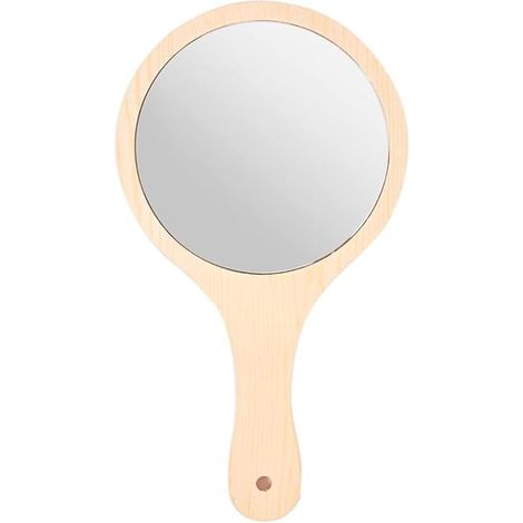 Miroir de Coiffeur Manuel pour Salons Miroir à Main Maquillage Portable Miroir Tenu dans la Main en Bois Miroir à Main avec Poignée Miroir de Maquillage pour Les Barbiers et Les coiffeurs