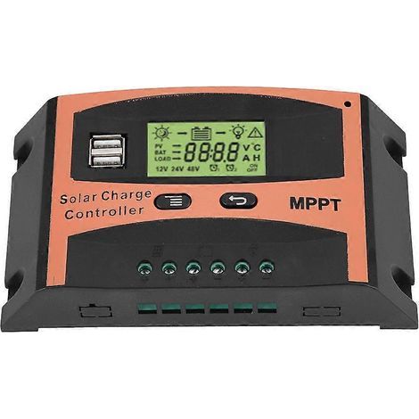 Régulateur de charge solaire MPPT 40A, double tension 12V/24V, écran LCD, contrôleur automatique pour batterie. (1/4)