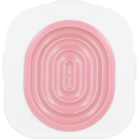 Kit d'Apprentissage Toilette pour Chat, Tapis Anti-Projections Litière, Accessoire Dressage Éducatif Chat Rose avec Bac (1/5)