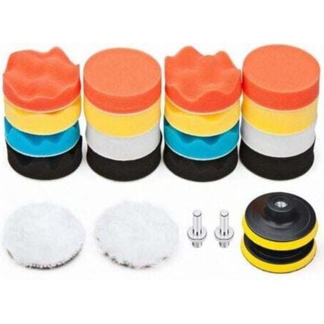 Kit di 22 pezzi di tamponi lucidanti da 80 mm, spugne lucidanti, per punte da trapano M10, tamponi lucidanti in lana per lucidatura auto, levigatura e ceratura.