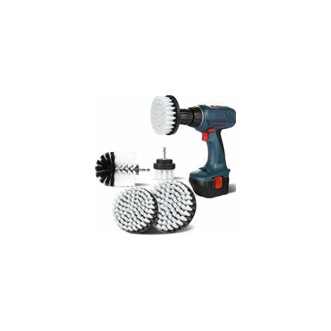 4 pièces brosse de nettoyage de perceuse, 2''/3.5''/4''/5'' brosse de nettoyage de perceuse électrique rotative brosse de nettoyage de perceuse de tapis à poils doux (blanc) (1/5)