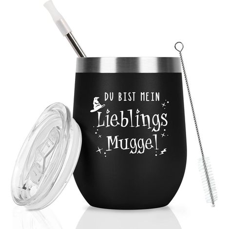 Thermobecher Edelstahl 12oz 350ml Lieblings Muggel Schwarz (1/5)