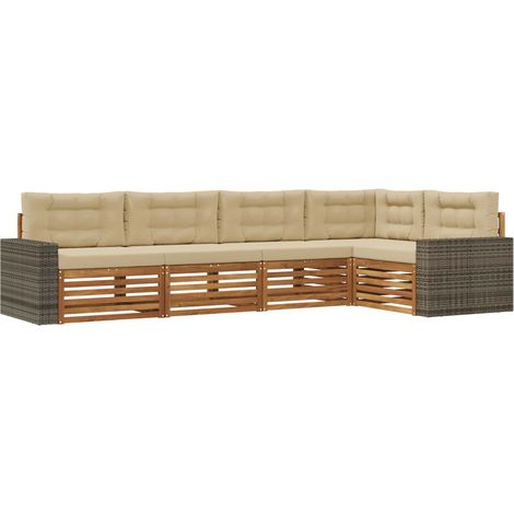 Conjunto de sofás de exterior 5 pcs Natural y Beige vidaXL