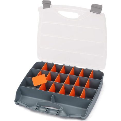 Maletin Organizador de tornillos y piezas Con Compartimientos Caja de almacenamiento para tornillos, tuercas, herramientas, piezas pequeñas… (380 x 300 x 60 mm) (1/5)
