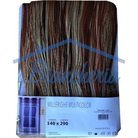 TrAdE Shop Traesio - Tenda Millerighe A Fili Sfumati 140 X 290 Cm Per Interni Divisoria Decorativa - Marrone