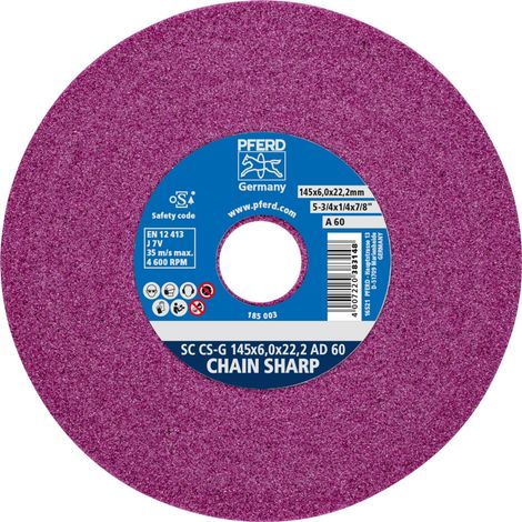 PFERD TOOLS CHAIN SHARP Schleifscheibe CS-G Ø 145x6,0mm Bohrung-Ø 22,2 mm A60 zum Schärfen von Sägeketten (1/5)