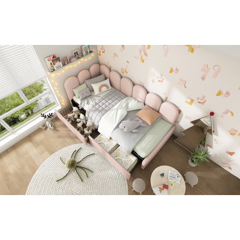 Polsterbett Rosa Velvet 90x190cm mit Schubladen Tagesbett mit Stauraum (1/5)