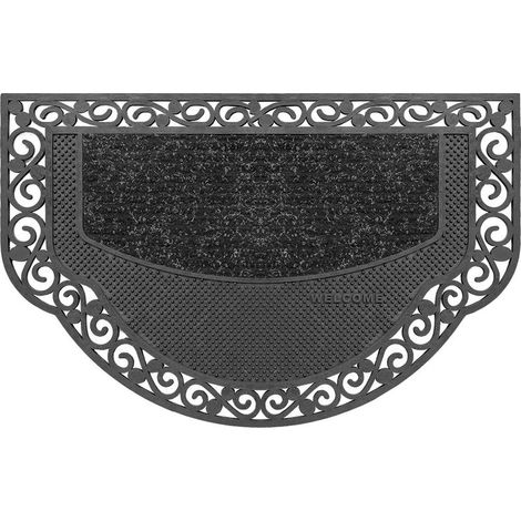Paillasson Demi-lune Élégant Welcome Antidérapant Robuste Absorbant - Noir (1/3)