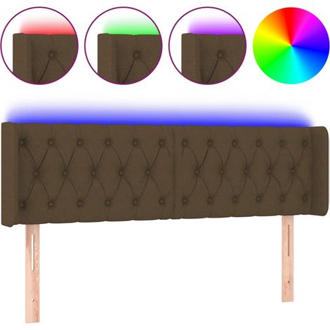 Maison Exclusive - Testiera a LED Marrone Scuro 147x16x78/88 cm in Tessuto