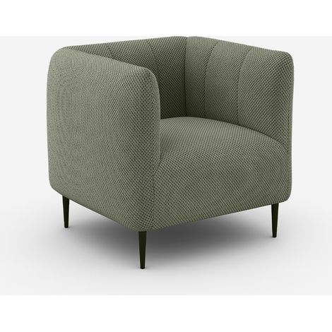 Poltrona pozzetto imbottita effetto velluto per salotto Aprica - Verde (1/5)