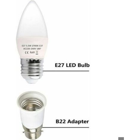 Adaptateur Douille B22 Vers E27 - Matériau PBT Résistant à la Chaleur - Pour Lampes et Plafonniers - 10 Pièces (1/4)
