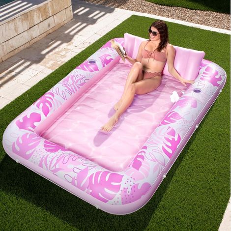 Materassino gonfiabile per piscina - 177 x 116 cm - Gonfiabile - Materassino extra large per piscina per adulti - Con cuscino - Materassino 4 in 1 - Può essere utilizzato come lettino prendisole o pis (1/5)