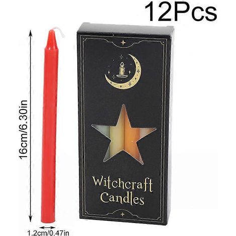 12 bougies/boîte pour éclairage de secours, rituels, sorts, jeux de cire, décorations de Noël, bougies à long bâtonnet