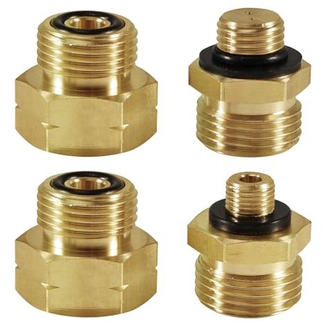 4 Stück Gasflaschen-Adapter, Gasflaschen-Adapter-Set mit vier verschiedenen Modellen, Europa Gasanschluss-Adapter aus Messing