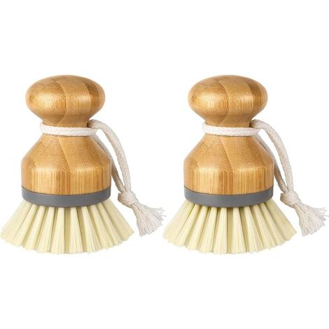Lot de 2 Brosse à Paume en Bambou, Brosse à Récurer pour Nettoyage des Vaisselle Casseroles Plates éviers de Cuisine (1/5)