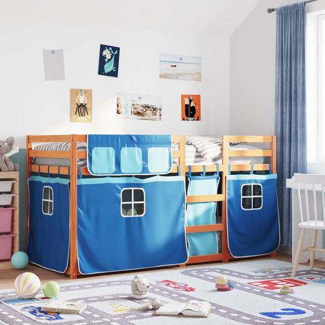 Lit superposé sans matelas-Cadre de lit bleu 80x200 cm bois de pin massif 872830 (1/5)