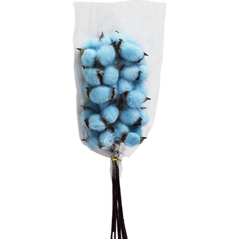 10 tiges de véritables fleurs de coton séchées composition florale idéale pour les mariages les décorations de style champêtre et les cadeaux Bleu (1/4)