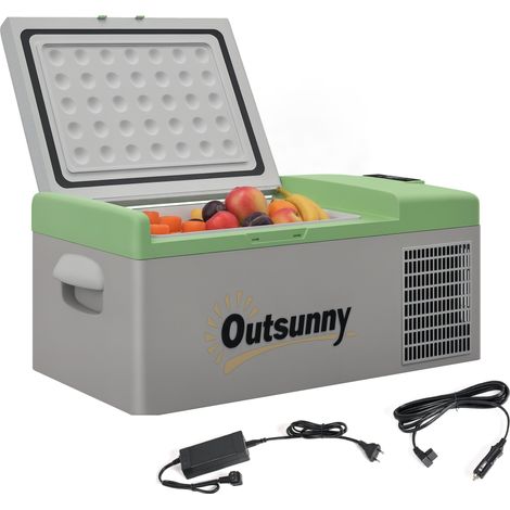 Autokühlschrank, Kühlbox, 16L, -20℃ bis 10℃, ECO/MAX, 60x32x26cm, Grün/Grau