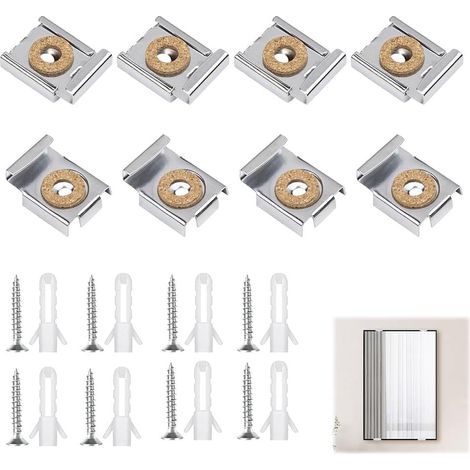 Fixation Miroirs, 8 Pcs Carré Supports Muraux Sans Cadre, avec 8 Broches et de Vis pour Accrocher et Fixer Le Miroir ou Le Verre (Argent) (1/5)