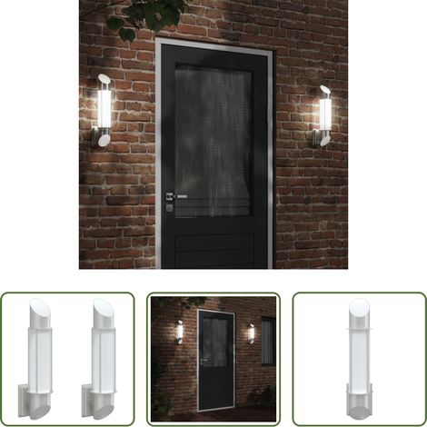 Éclairage extérieur - Appliques murales d'extérieur 2pcs argenté acier inoxydable (1/5)
