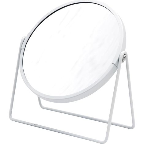Espejo de maquillaje con soporte - Blanco - Aumento 5X - Práctico - Moderno (1/2)