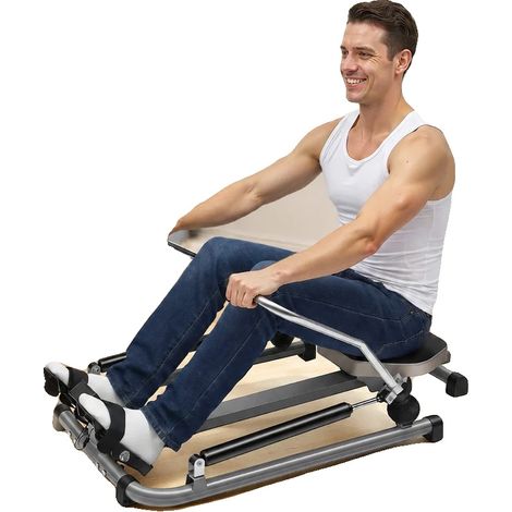 Máquina de remo hidráulica, capacidad de carga máxima 120 kg, dimensiones 115 cm x 130 cm, pantalla LCD, asiento ergonómico, peso bruto 16 kg. (1/5)
