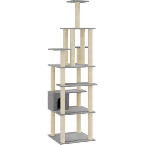 Maison Exclusive - Albero per Gatti con Tiragraffi in Sisal Grigio Chiaro 183 cm (1/5)