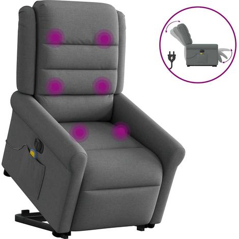 Elektrischer Massagesessel mit Aufstehhilfe Dunkelgrau Stoff