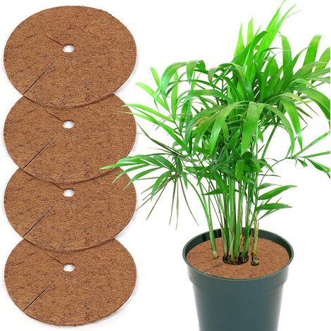 Pflanzenschutzmatten aus Kokosfasern, 4 Stück 30 cm Pflanzenschutzscheiben, Mulchscheiben, Mulchmatten aus Kokosfasern, Mulchscheiben zur Unkrautbekämpfung für den Garten