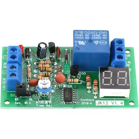 Temporisateur 12V, Interrupteur de minuterie, Module de Relais de Minuterie DC 12 V 1-99 s/1-99 Min, Interrupteur de Retard réglable, Timer Module, Affichage à LED Compte à Rebours de la Minuterie (1/5)