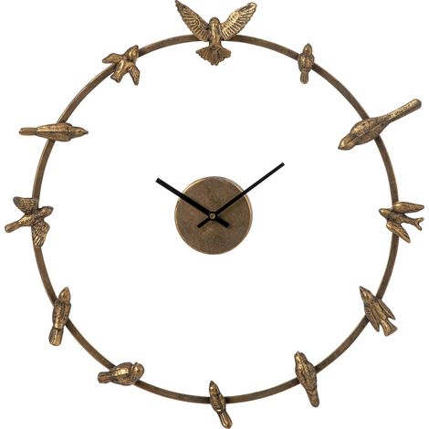 Horloge murale oiseau en métal doré - doré (1/5)