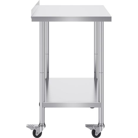 Mophorn 24x30x40 Zoll Edelstahl-Arbeitstisch, robuster Arbeitstisch mit Rollen und einstellbarer Höhe, gewerblicher Arbeitstisch für Restaurants, Zuhause, Hotels, Silber