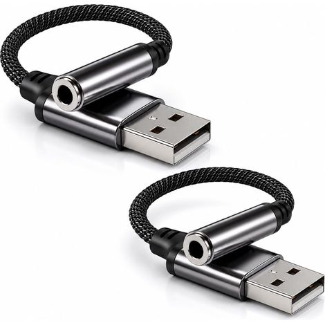 2PCS Adaptateur USB vers Jack 3,5mm, Adaptateur Jack USB, Carte Son Externe USB A vers AUX Stéréo, Câble Jack USB pour Écouteurs et Micro, Adaptateur Compact et Portable (1/5)