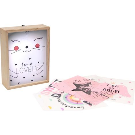 Light box grigio - 6 poster - light box, grigio, struttura in legno, poster in pvc, 3 batterie aaa lr03 (non incluse), dimensioni 23x18x7 cm - Atmosphera créateur d'intérieur (1/5)