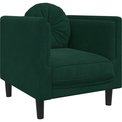 Fauteuil relax Fauteuil avec coussin vert foncé velours (1/5)