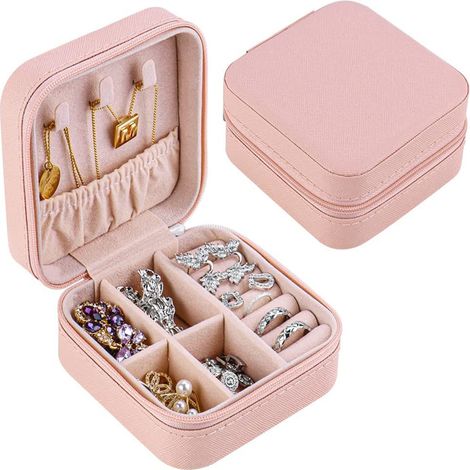 Boîte à bijoux de voyage en velours, mini coffret cadeau, pour fille, petite boîte de rangement portable pour bague, boucles d'ore (1/5)
