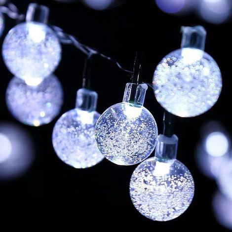 Guirlandes lumineuses solaires à l'extérieur - 30 LED - 6.5 M - 8 Modes - Pour ExtÉRieur/IntÉRieur - Pour Imperméable Jardin, Terrasse, Balcon, Mariage, FÊTe ( Blanc) [Classe énergétique A+++]