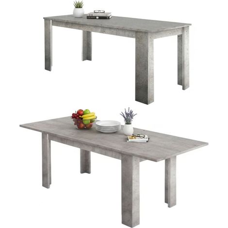 Dmora - Tavolo allungabile Agenore, Consolle allungabile fino a 12 posti, Consolle estensibile 100% Made in Italy, cm 160/210x90h75, Cemento