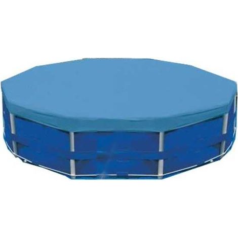 Bestway – Couverture de piscine ronde 366 cm – Tissu PE haute résistance imperméable – Protection contre feuilles et insectes – Fermeture corde nylon